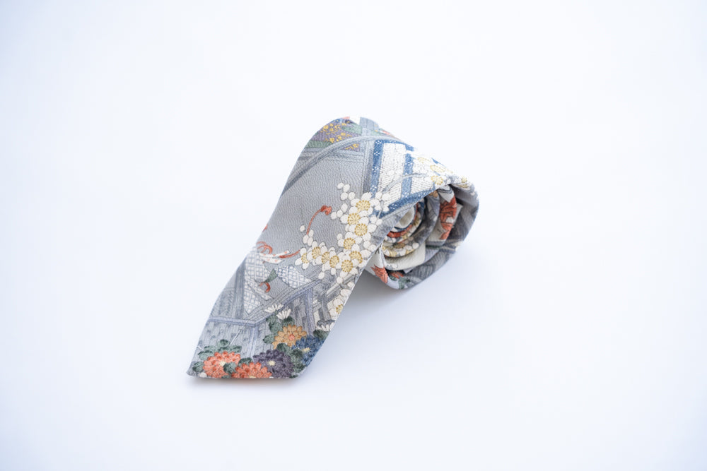 着物ネクタイ:日本庭園