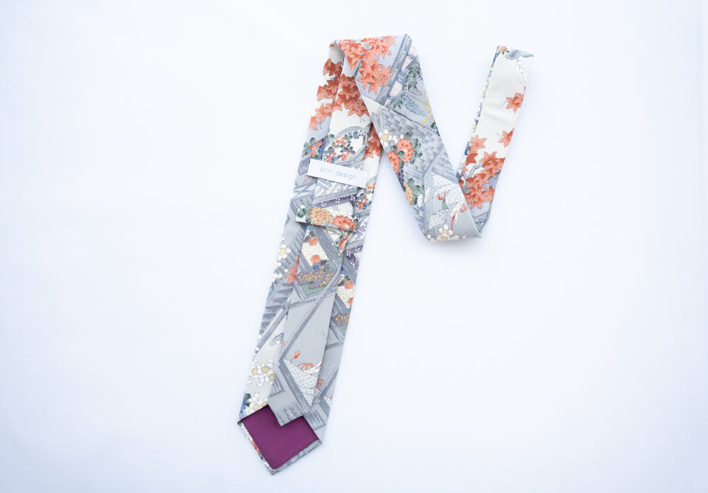 着物ネクタイ:日本庭園