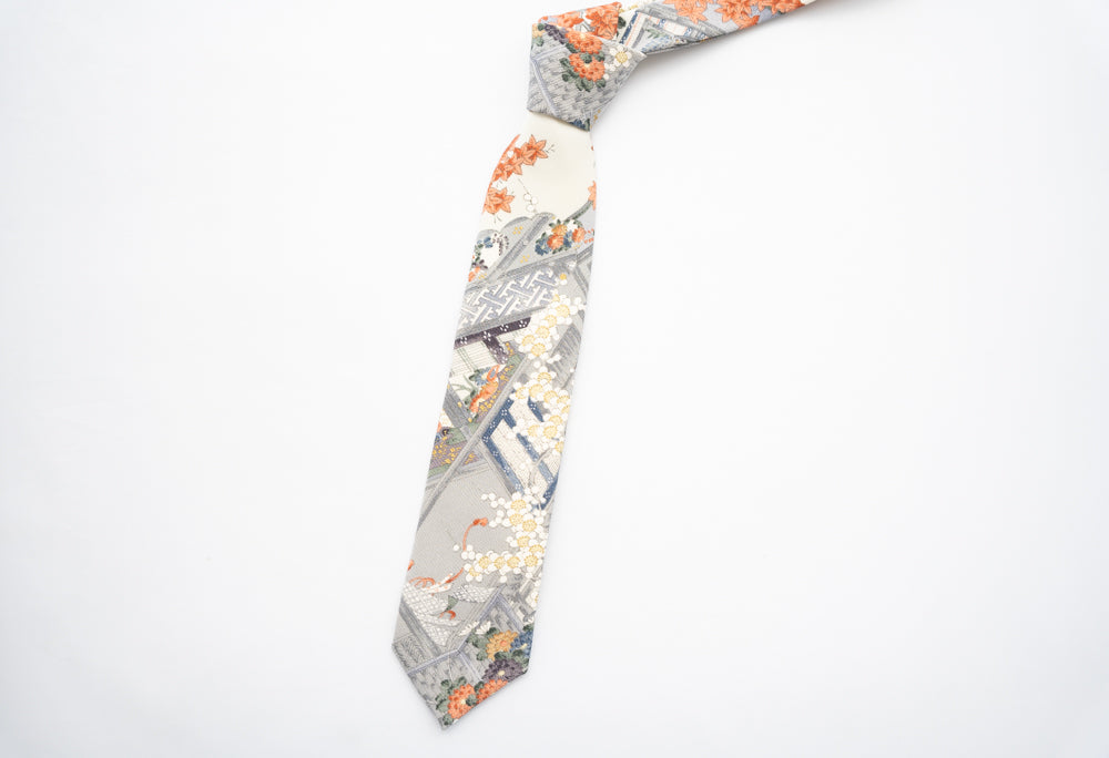 着物ネクタイ:日本庭園