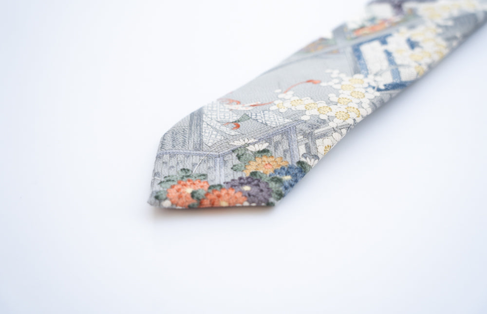 着物ネクタイ:日本庭園