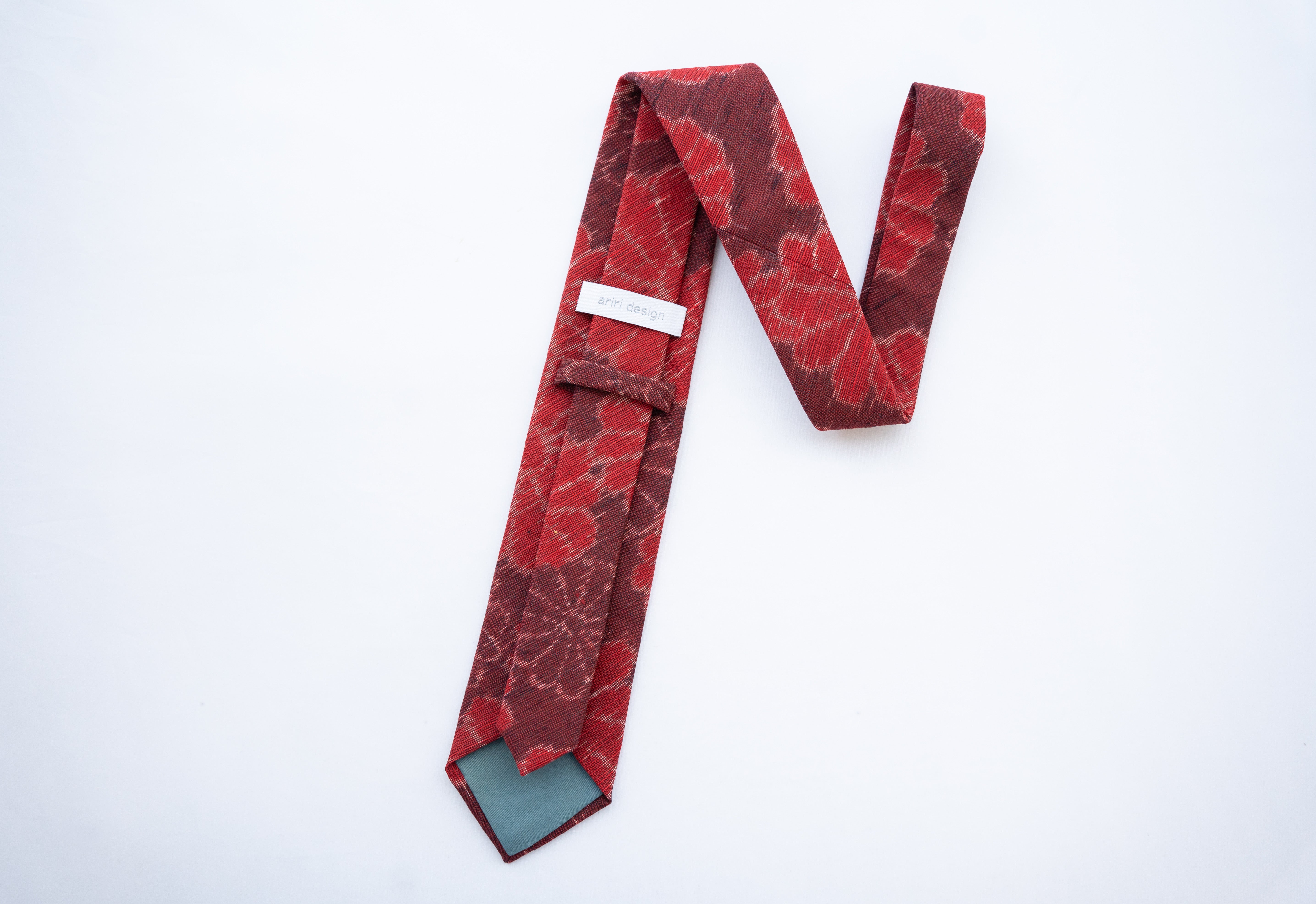 着物ネクタイ 赤 花柄