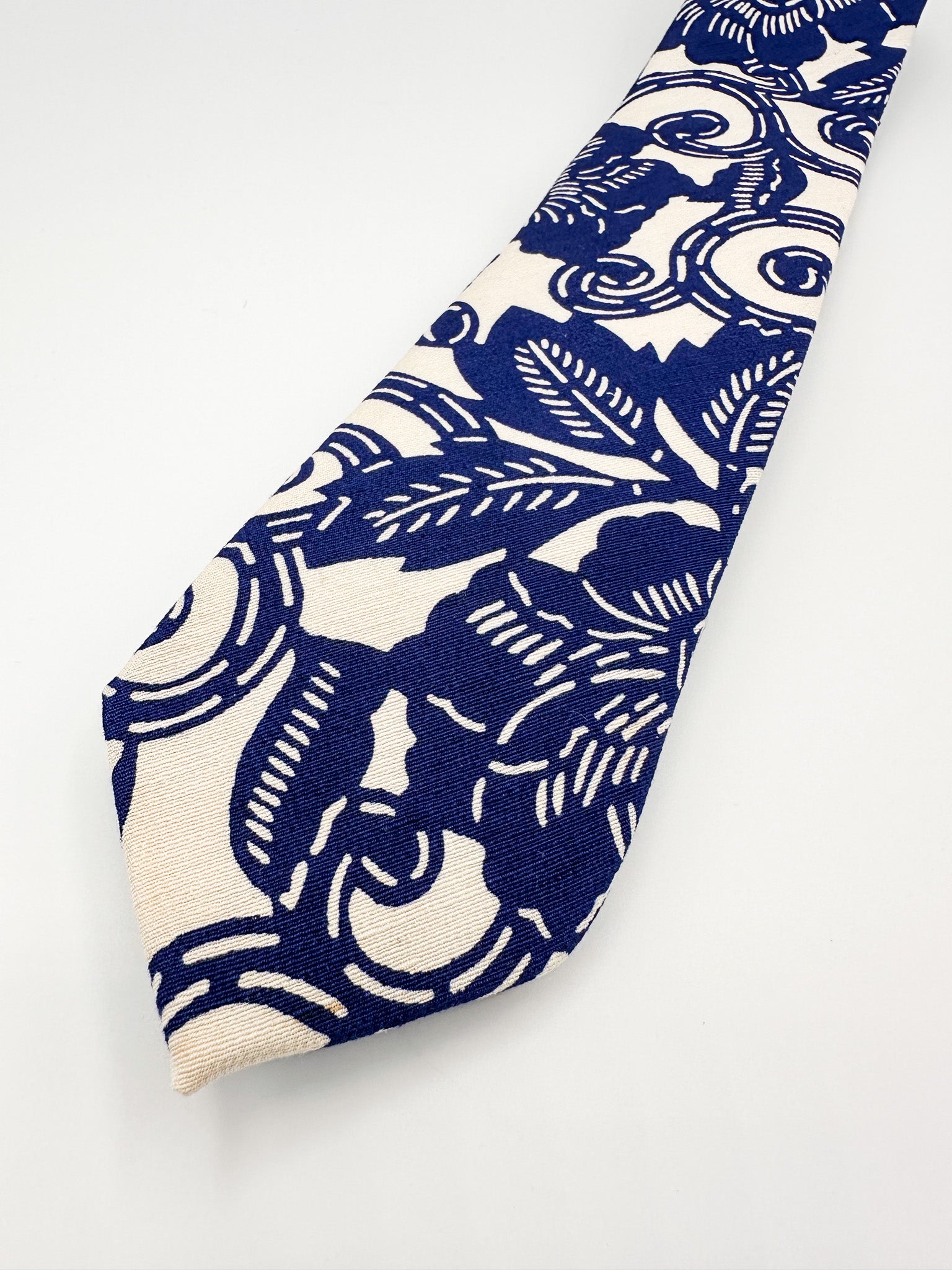 着物ネクタイ 藍染め型染め