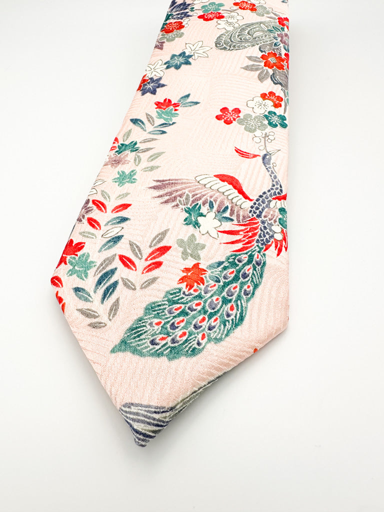 Crane Garden on Blush Silk
