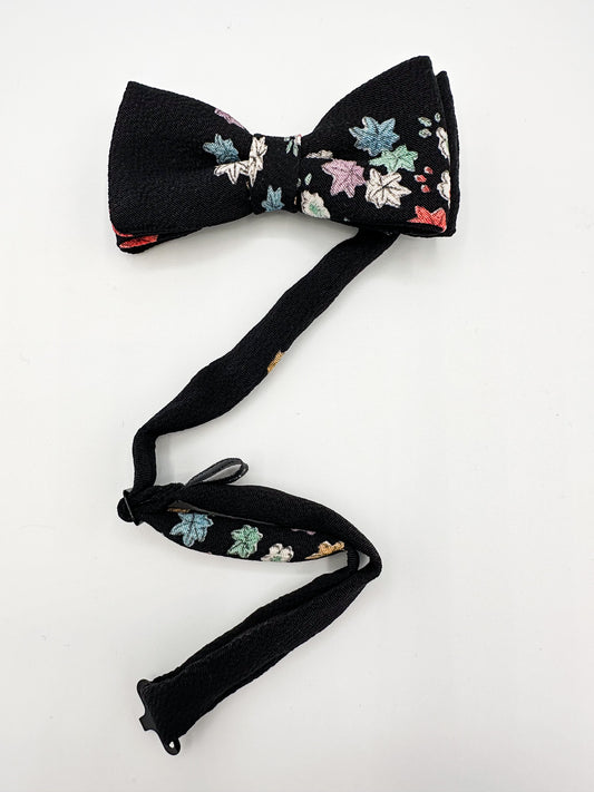 Kimono Bow Tie: Black Blossoms